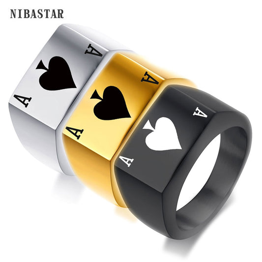 Ace Of Spades Engraved Stainless Steel Ring