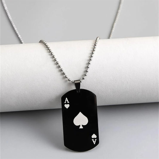 Ace of Spades Stainless Steel Necklace